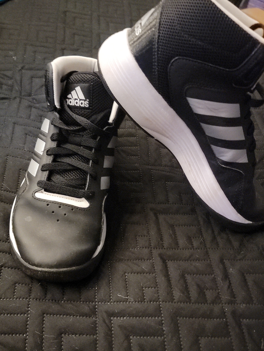 adidas Black and White Mesh-Accent Sneakers